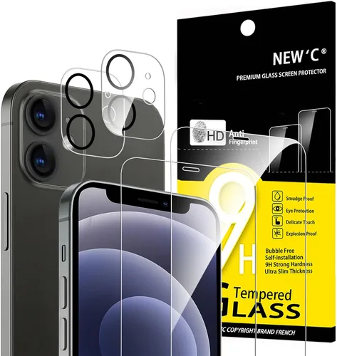 Vista 18 de NEW'C Paquete de 4, 2 protectores de pantalla para iPhone 14 Pro Max (6.7 pulgadas) + 2 protectores de lente de cámara, protección de sensor