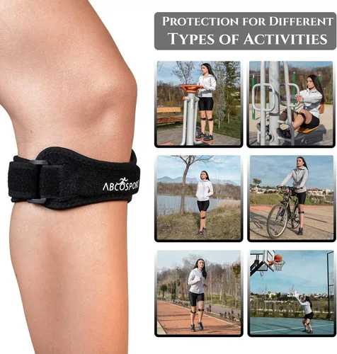 Vista 6 de Abco Tech Patella Knee Strap - Knee Pain Relief - Tendon and Knee Support for Running, Hiking, Soccer, Basketball, Volleyball and Exercise - Runners