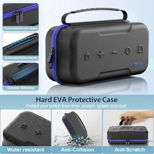 Vista 4 de Switch Carrying Case Compatible with Nintendo & OLED, Portable Switch Travel Carry Case Fit for Joy-Con and Adapter, Hard Shell Protective OLED