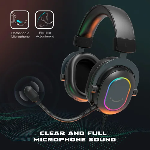 Vista 4 de FIFINE Auriculares para juegos con cable de PC con micrófono-7.1 de sonido envolvente USB para laptop, auriculares de transmisión en PS4PS5