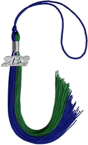 Vista 255 de Endea Graduation Borla de doble color con gota de fecha plateada (negro/oro antiguo, 2025)