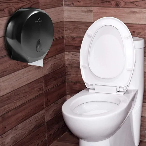 Vista 5 de Oasis Creations - Dispensador de papel higiénico de un solo rollo, color negro