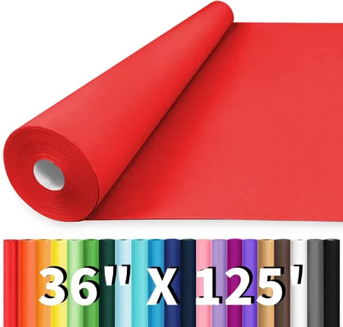 Vista 17 de Vanhench Papel de regalo negro de 36" x 1500" (125 pies), rollo de papel kraft de color sólido para tablón de anuncios, construcción de pósteres