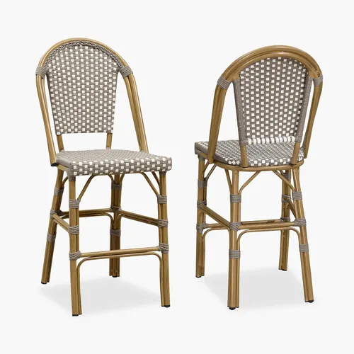 Vista 30 de PURPLE LEAF Patio French Round 26" Counter Stool Set of 2 Large Rattan Backless Stackable Barstools Bamboo Print Aluminum Frame Footrest with Woven