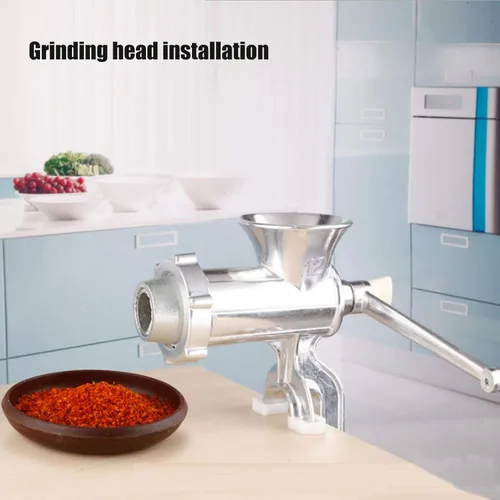 Vista 5 de Picadora manual de carne, multifunción de aleación de aluminio, picadora de carne, picadora de salchichas, herramienta de cocina manual para uso