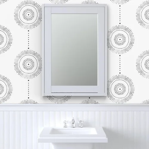 Vista 9 de Peel & Stick Wallpaper Swatch - Boho Geometric Watercolor Circles Abstract Neutral Custom Removable Wallpaper by Spoonflower