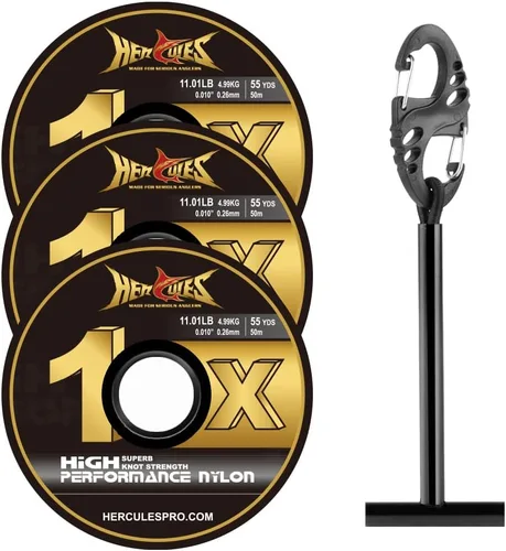 Vista 20 de HERCULES Tippet de pesca con mosca, paquete de 3 con soporte para volquetas, 55 yardas Tippet Flourocarbon 3pcs con barra de tippet