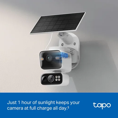Vista 6 de Tapo Cámara de seguridad de doble lente 2K panorámica/inclinación inalámbrica con panel solar, gran angular de 165° + telefoto de 0.236 in