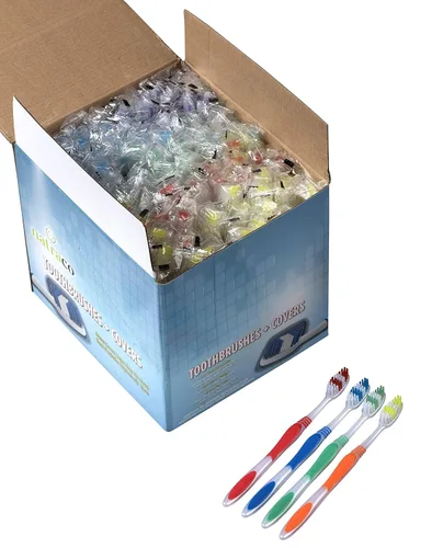 Vista 9 de Paquete de cepillos de dientes a granel con fundas Cepillos de dientes coloridos envueltos individualmente de alta calidad Cerdas medianas