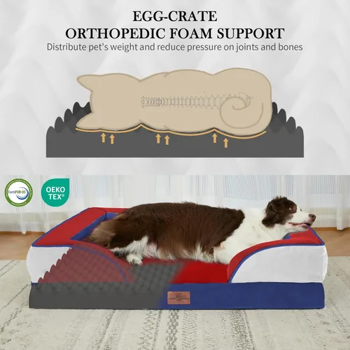 Vista 618 de Comfort Expression Cama ortopédica para perros extra grandes de 45 x 35 pulgadas, cama para mascotas XL de espuma tipo caja de huevos impermeable