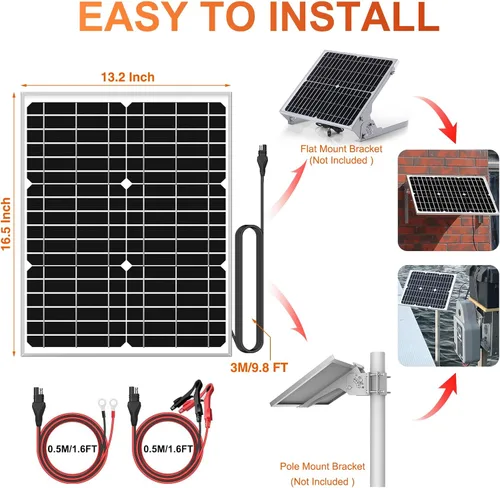 Vista 7 de SUNER POWER Mantenedor de cargador de batería solar de 24 V y 20 W, controlador de carga MPPT ultra inteligente, impermeable, panel solar de 20 W