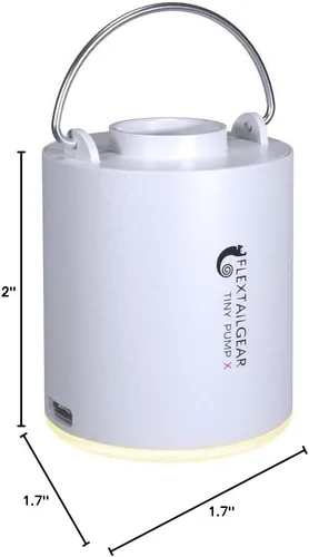 Vista 8 de FLEXTAILGEAR Tiny Pump X - Bomba de aire portátil de tamaño ultrapequeño - luz de campamento, con batería de 1300 mAh, recargable por USB