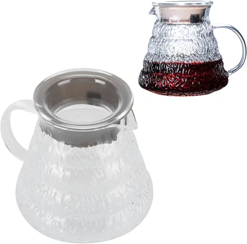 Vista 6 de Jarra de café, 300/20.3 fl oz de vidrio de borosilicato transparente, jarra de café, servidor de café para verter sobre café y té, cafetera