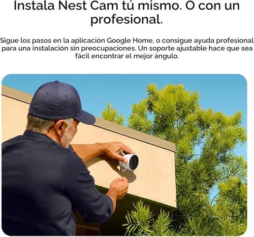 Vista 10 de Google Nest Cam Outdoor (cableada, 2.ª generación) - Cámara de seguridad con video 2K y Géminis, visión nocturna, audio bidireccional - Funciona