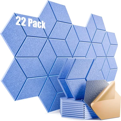 Vista 112 de Paquete de 12 paneles acústicos autoadhesivos de 12 x 10 x 0.4 pulgadas, paneles de espuma a prueba de sonido con alta densidad, elegante diseño