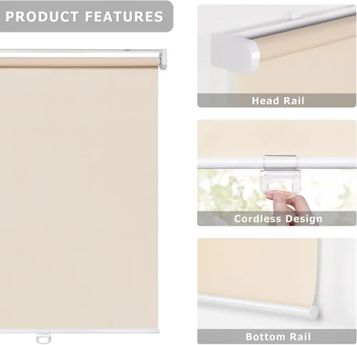 Vista 3 de LazBlinds - Persianas enrollables sin herramientas, sin taladro, sin cuerdas, para ventanas, protección UV, aislamiento térmico, filtro de luz