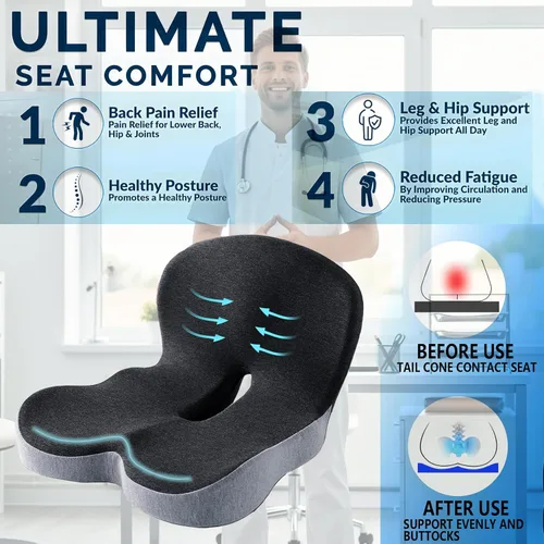 Vista 4 de Cojín ergonómico de espuma viscoelástica para conductores de camiones, sillas de oficina, silla de hogar, silla de escritorio, almohadilla