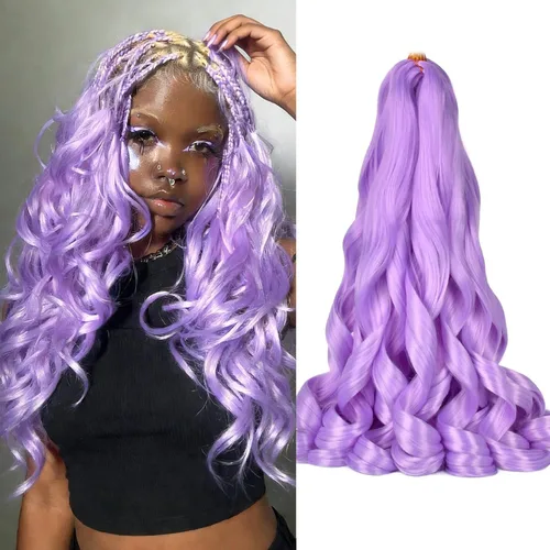 Vista 57 de Extensiones de cabello rizado francés, #4 marrón sintético para trenzar, 2.47 onzas/paquete, extensiones de cabello de ganchillo de 24 pulgadas, 8