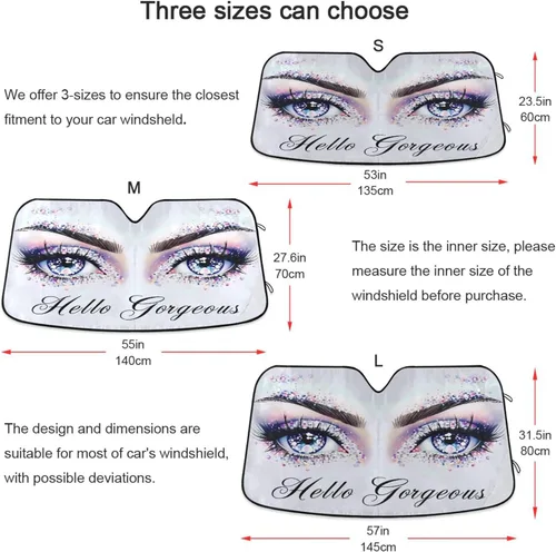 Vista 6 de Parasol para parabrisas de automóvil para mujer, ojos azules con gafas, visera solar para rayos UV y protección solar contra el calor solar, bloquea