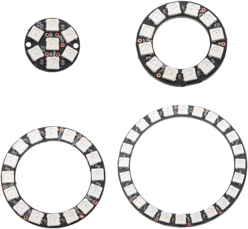 Vista 10 de 16 bits WS2812 RGB LED anillo SMD 5050 LED direccionable cadena individual programable con controlador integrado DC 5V para Arduino Raspberry Pi