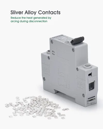 Vista 6 de Interruptor de Circuito en Miniatura AC, Interruptor de Circuito de 32 Amp 120V/240V de 1 Polo para Montaje en Riel DIN, Desconexión Solar AC