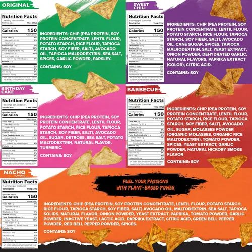 Vista 2 de Natural Endurance Chips de proteína - Chips bajos en carbohidratos, aperitivo alto en proteínas, proteína vegana con aceite de aguacate, 14 g