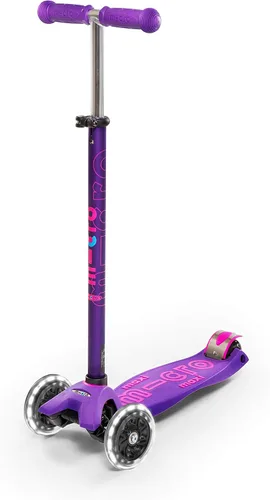 Vista 9 de Micro Kickboard – Maxi Deluxe LED – Monopatín pequeño de tres ruedas, inclinado a girar, diseño suizo para niños con ruedas con luces LED activadas