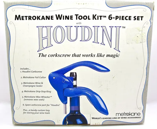 Vista 5 de Metrokane Houdini - Kit de herramientas para vino, 6 piezas, color negro
