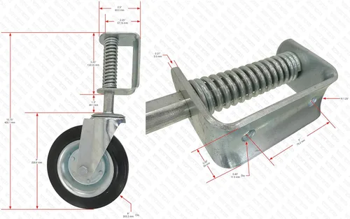 Vista 9 de Tech Team #00884 - Rueda de puerta con resorte de 8 pulgadas, resistente, capacidad de 275 libras, rueda plana de goma sólida, giro de 360°, montaje
