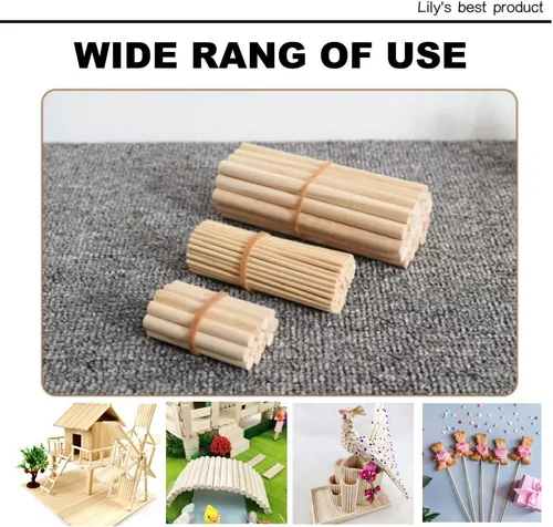 Vista 4 de HOPELF 10 PCS Varillas de Espiga de Madera Palos de Madera Varillas de Espiga de Madera - 1/2 x 6 Pulgadas Palos de Bambú - para Manualidades