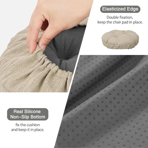 Vista 4 de baibu Fundas de taburete redondas, súper suaves y redondas, fundas de cojín de asiento para taburete de bar, solo un cojín (beige, 12 pulgadas)