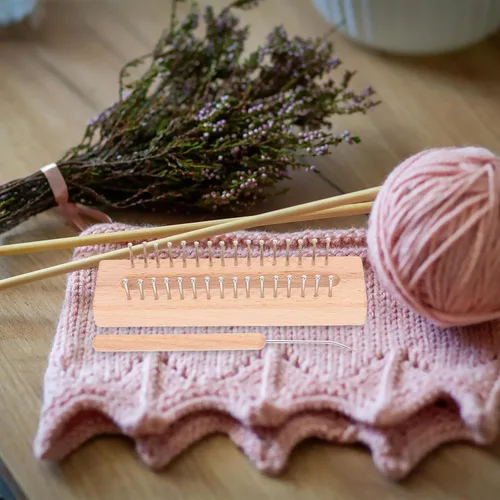 Vista 3 de ARTIBETTER Juego de telar de madera hecho a mano con gancho para sombrero, bufanda, calcetines, suéter, tejer, accesorios de telar