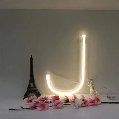Luz de noche de neón blanca cálida, luz LED de marquesina del alfabeto, señal de la A a la Z, letras decorativas, letras de neón para el hogar
