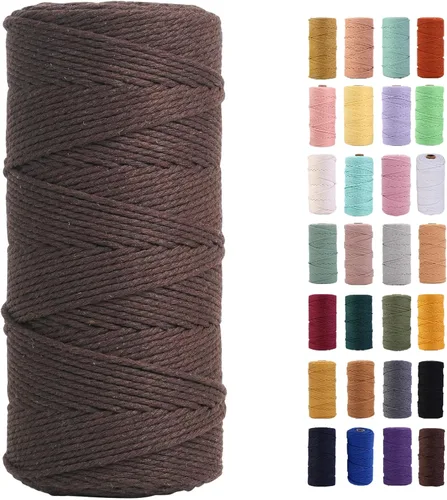 Vista 35 de Cuerda de macramé azul aire de 0.079 in x 220 yardas, cuerda de algodón colorido de algodón suave para colgar en la pared, colgadores de plantas