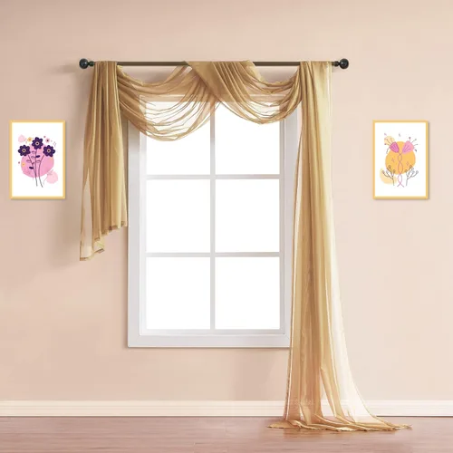 Vista 19 de 1 par de cortinas o bufanda de color transparente Warm Home Designs de calidad Cada panel de la ventana es 56 pulgadas X 84 pulgadas y la bufanda es