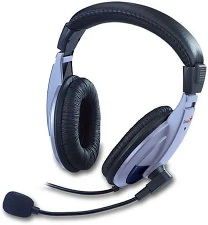 Genius Auriculares estéreo y PC HS-04A (tipo de oído completo) de tamaño completo. para comunicación por Internet y usuarios estéreo.