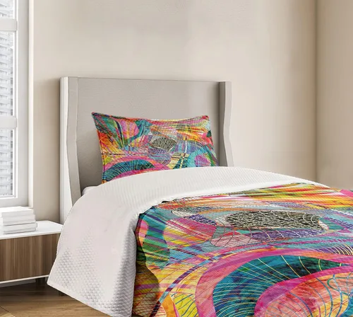 Vista 6 de Ambesonne - Colcha multicolor en colores y tres tamaños