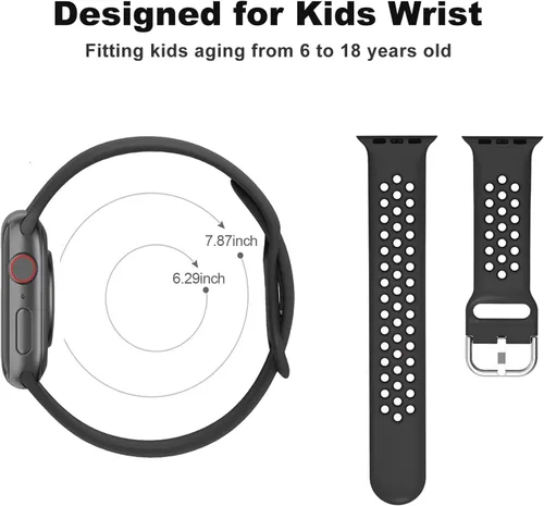 Vista 2 de Compatible con correa de Apple Watch para niños, correa de silicona impermeable para niños y niñas, compatible con Apple Watch Series