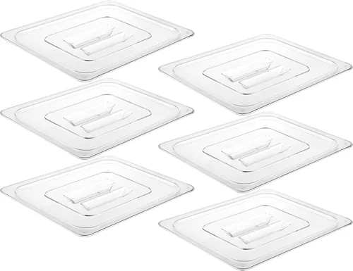 Vista 27 de CURTA Paquete de 6 sartenes NSF para alimentos, tamaño medio de 4 pulgadas de profundidad, policarbonato comercial transparente apto para congelador