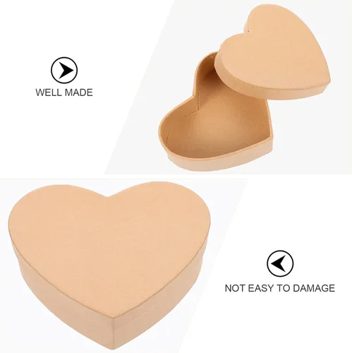 Vista 3 de Caja de papel maché de papel con forma de corazón, caja anidada decorativa de papel Kraft, contenedor de dulces con tapas para manualidades