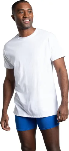 Vista 2 de Fruit of the Loom - Camiseta de algodón Eversoft con cuello redondo para hombre, diseño se mantiene en su lugar