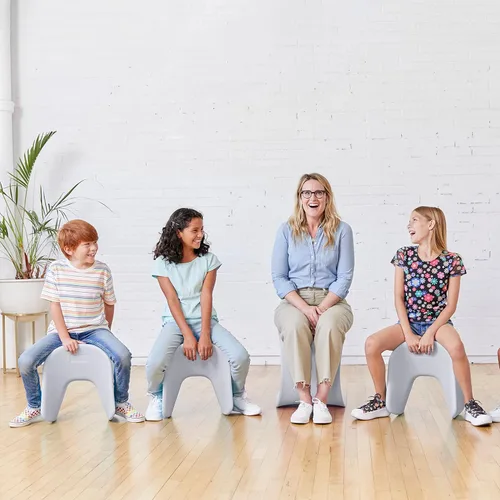 Vista 69 de ECR4Kids Asiento ondulado, altura del asiento de 14 a 15.1 pulgadas, taburete de perca, amarillo, paquete de 2