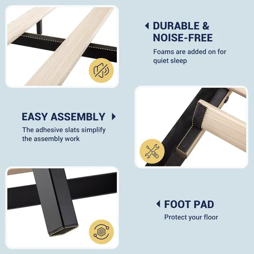 Vista 8 de Allewie Marco de Cama de Plataforma de Terciopelo Tamaño Completo con Cabecera Acolchada Vertical con Respaldo Alto, Fácil Montaje, Almacenamiento