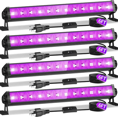 Vista 10 de Barra de luz negra de 100 W IP66 impermeable, luz negra LED con enchufe+interruptor+cable de 6 pies, luces negras para interiores y exteriores, luz