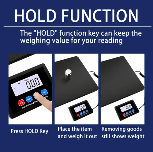 Vista 6 de Báscula digital de envío de 440 libras/0.35 oz, función de retención/tara con alta precisión, báscula postal resistente
