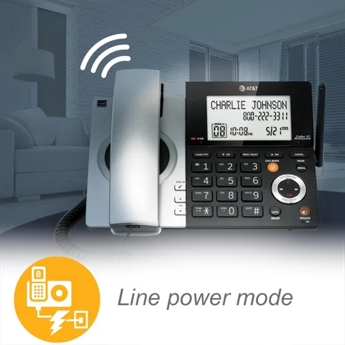Vista 5 de AT&T CL84107 DECT 6.0 Teléfono expandible con cable/inalámbrico con bloqueador de llamadas inteligente, negro/plata con 1 auricular