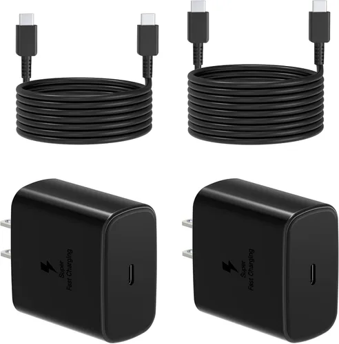 Vista 9 de Bloque de carga súper rápido Samsung de 45 W, paquete de 2 bloques de carga rápida tipo C con cable de carga USB C de 3 pies compatible con Samsung