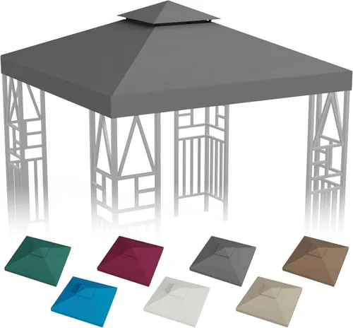 Vista 8 de Toldo de repuesto para cenador de 10 x 10 pies, refugio al aire libre para cubierta de toldo de doble nivel más pequeña (azul)