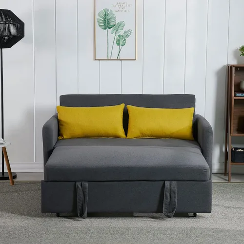 Vista 3 de Neylory Sofá cama, sofá cama extraíble 3 en 1 con puertos de carga USB, bolsillos laterales y 2 almohadas, sofá biplaza con cama extraíble para sala