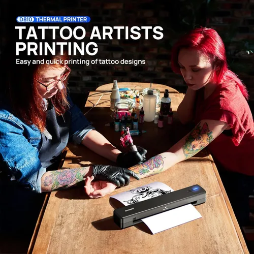 Vista 8 de POLONO Impresora portátil, impresora térmica Bluetooth sin tinta D810 inalámbrica para viajes, compatible con iOS, Android, laptop, compatible